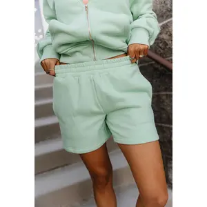 Comfort Zone Shorts - Mint | Womenswear Loungewear Fleece Lined Shorts | Green | Comfort Casual Matching