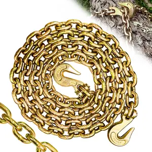G80 Transport Binder Chain 3/8"x10 ft|Lifting Chain with 7100 lbs Working Load Limit|Log Safety Towing Chains Extension for Flatbed ,,Boat|Tow Tie Down Binding Accessories