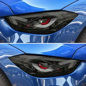 2-pack car headlight grid eye stickers, durable headlight and taillight decorative decals, vinyl durable simple self-adhesive universal car light stickers, car accessories car stickers