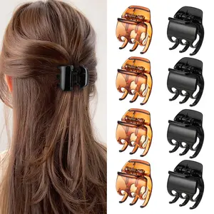 Medium Claw Clips for Women Non Slip, 8 count 1.38" Black & Brown Plastic Hair Clips for Thin/Thick Hair Claws Short Hair Accessories Jaw Clips(8PCS-Style 3)