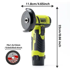 12V electric polishing angle grinder, compact and portable multifunctional angle grinder, mini cordless, lithium-ion battery power tool with battery charger, suitable for polishing ceramic bricks, wood and steel, gift for fathers, gift for boys
