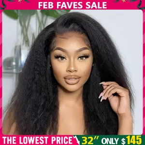 Bling Hair 13x6 Kinky Straight Lace Front Wigs Human Hair Pre Plucked 13x6 HD Transparent Frontal Wigs Real Human Hair Wig for Women