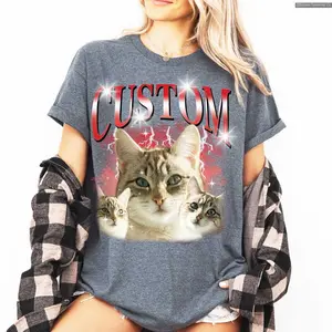 Customizable Pet Shirt, Custom Face TShirt, Personalized Picture TShirt, Vintage Bootleg Gift for Couples , Special Gift Shirt