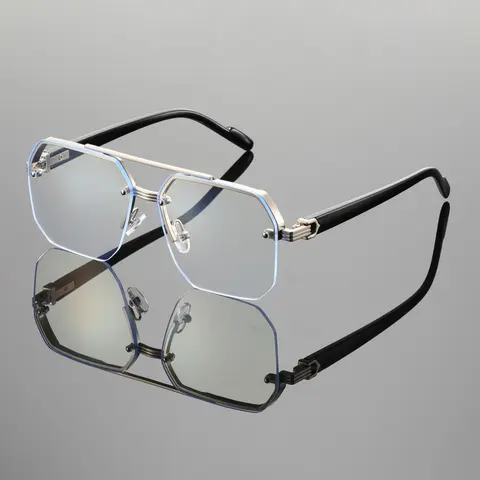 Unisex Half-Rim Metal Clear Pilot Eyeglasses, Stylish Trendy Frames, Blue Light Blocking Fashion Eyewear Everyday Eyewear for Daily Use, TV Watching, Gaming and Phone/Computer Use, Anti Blue Glasses, Fashion Accessory Eyewear