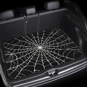 1PC black spider web car trunk pad, which is non-slip and easy to maintain, is perfect for pet owners and enhances the aesthetics of the car interior