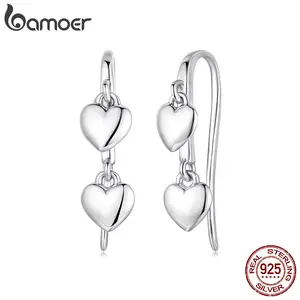 Double Heart Hook Earrings Tassel Link Drop Earrings Oxidized Original For Women Party Birthday Gift Lovely Daily Jewelry