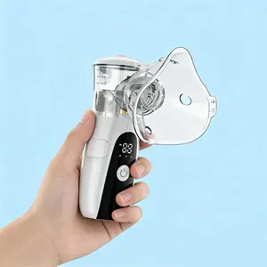 Portable handheld nebulizer machine (with intelligent digital display) - Suitable for adults and children, equipped with mouthpiece and mask, compact and easy to carry, meeting breathing needs at home and during travel respiratory care Ultrasonic