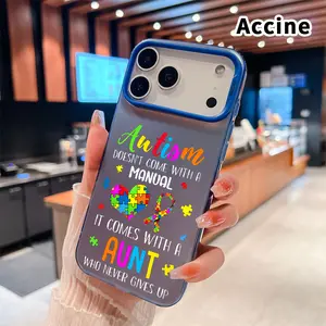 Autism Aunt Love Pattern Phone Case for iPhone 17 16 15 14 Pro Max 13 12 11 XR XS Plus Air E IMD Hybrid Plate Hologram Shockproof Durable Hard Cover