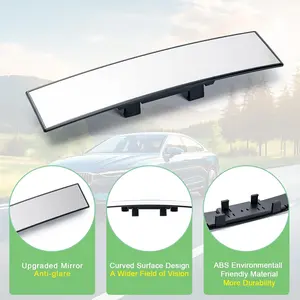 11.81 Inch Panoramic Convex real view Mirror, Interior Clip-on Wide Angle to Reduce Blind Spot Effectively for Car SUV Trucks Clear Visibility Safety Install Rearview High Definition