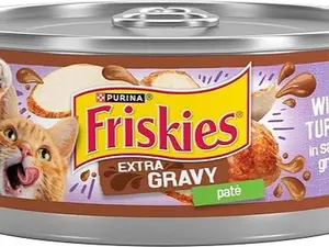 Purina Friskies Wet Cat Food Gravy Pate, Extra Gravy Pate With Turkey in Savory Gravy - (Pack of 24) 5.5 oz. Cans