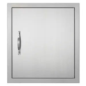 VEVOR BBQ Access Door, 18W x 20H Inch Single Outdoor Kitchen Door, Stainless Steel Flush Mount Door, Wall Vertical Door with Handle and Hook, for BBQ Island, Grilling Station, Outside Cabinet