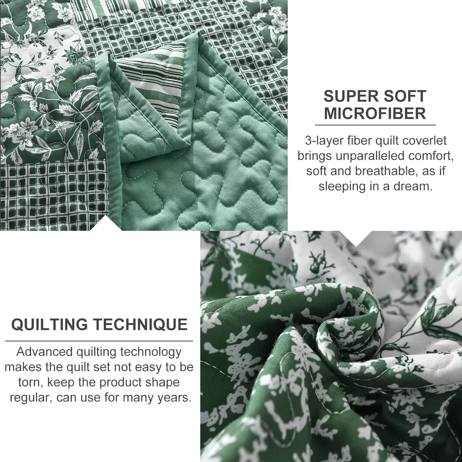 Green Set Twin Size, 2 Pieces Floral Bedspread Set Patchwork Reversible Bedding Set Microfiber Lightweight Bedspread Coverlet Set for All Season 68"x86" Green Set Twin Size, 2 Pieces Floral Bedspread Set Patchwork Reversible Bedding Set Microfiber Lightweight Bedspread Coverlet Set for All Season 68"x86"