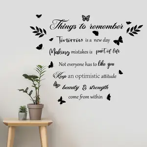 Inspirational Quote Wall Sticker, Motivational Decal for Bedroom Living Room, Universal Flat Letter Design, Ms6148 Decorative Art Home Decor Wall Art Stickers