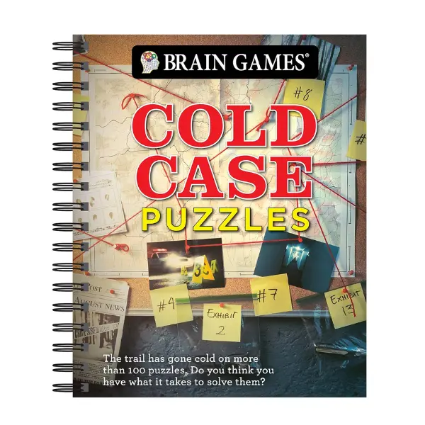Brain Games Cold Case Puzzles Book - Spiral Bound, Cryptograms, Logic Puzzles, Mazes, 192 Pages, Mental Stimulation, Memory Training and Observation for True Crime Enthusiasts (Published Dec 1, 2019)