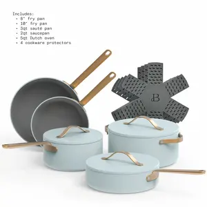 Beautiful 12pc Ceramic Non-Stick Cookware Set, Hydrangea by Drew Barrymore