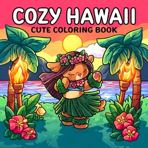 1pc Cozy Hawaii coloring book, new thick paper, 2026 new, 24 page single-sided printing, perfect gift for New Year, Christmas, Thanksgiving, birthdays, parties - for mindfulness and stress relief, soothing emotions