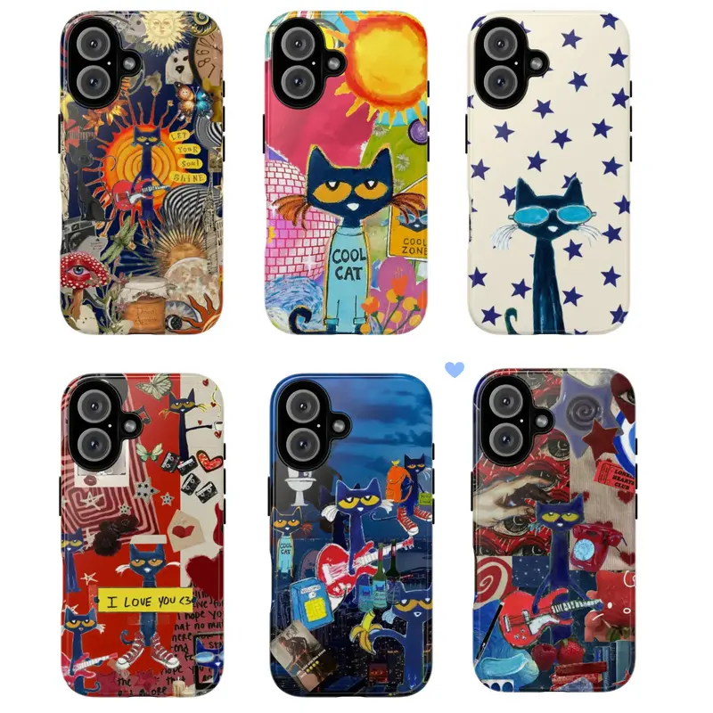 Durable Polycarbonate Smartphone Case - UV Print Vibrant Artistic Cat Designs, Lightweight Slim Shock-Resistant TPU Lining, Precise Casing Protection, Compatible With iPhone 17 16 15 14 13 12 11 Pro Max GalaxyS26 S25 S24 S23 S22 Ultra