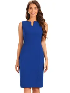 INSPIRE CHIC Elegant Sheath Dress Work Office Sleeveless Bodycon Pencil Dress