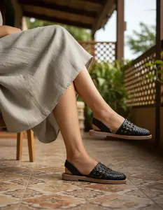 Women's Mexican Leather Huaraches Flat Sandals, Handmade, Woven Style 2340, Closed Toe & Open Heel, Genuine Leather Upper, Comfortable, Ethically Made in Mexico. Footwear Girl