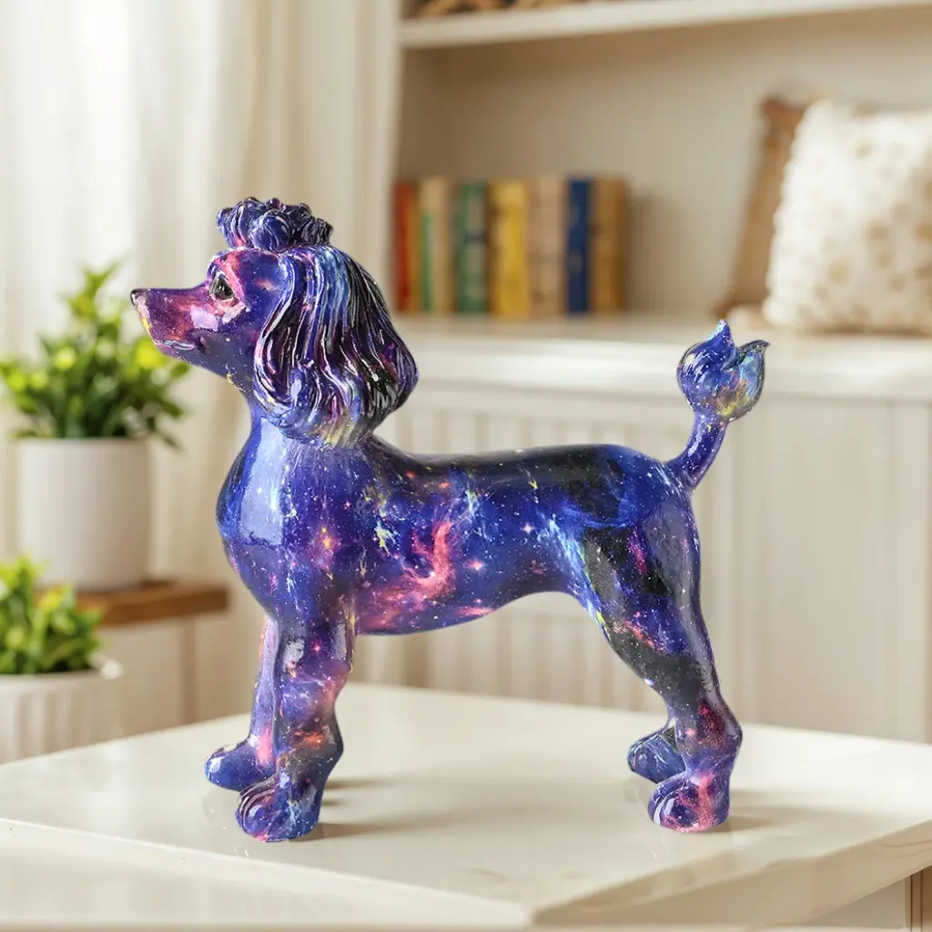 1pc Colorful Poodle Statue, Perfect Gift for Home or Office Decoration, Resin Craft, Suitable for Desktop, Bedroom or TV Cabinet Display, Dog Decoration Decorative Ornaments