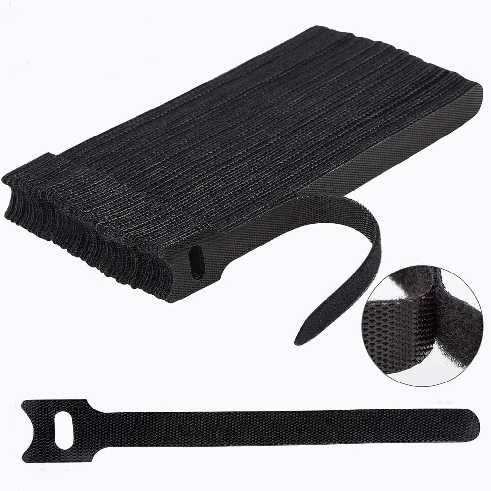 60 Pack 6-Inch Reusable Cable Ties, Adjustable Hook and Loop Cord Straps, Cable Management Ties for Wire Organization, Cord Wraps for Chargers, Cables, Electronics, Home, Office and Travel, Black