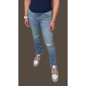 Janine Mid Rise Straight Jeans with Knee Rips by Jelly Jeans