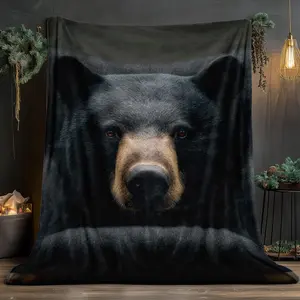 Rustic Black Bear Pattern Blanket Premium Soft Flannel Fleece Warm Throw Cozy Lightweight Nap Blankets for Couch Bed Sofa Cabin Lodge Home Office Air Conditioning RV Camping Travel Decorative Birthday Gift Ideas