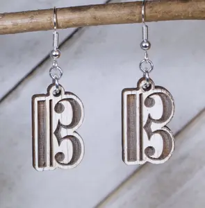 Alto Clef Wooden Dangle Earrings | Viola Music Jewelry Gift