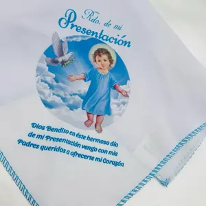 My Presentation Party Favors 12pcs Napkins Beautiful Unique Design with Baby Jesus and Dove Theme Servilletas de Telas