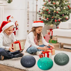 6 In Versatile Stylish Professional Steel Tongue Drum - 8-Note Hand Percussion Rain Instrument for Kids, Adults, Yoga, Music Therapy, Concerts (Navy Blue) Sound Making Steel Drums summervibes