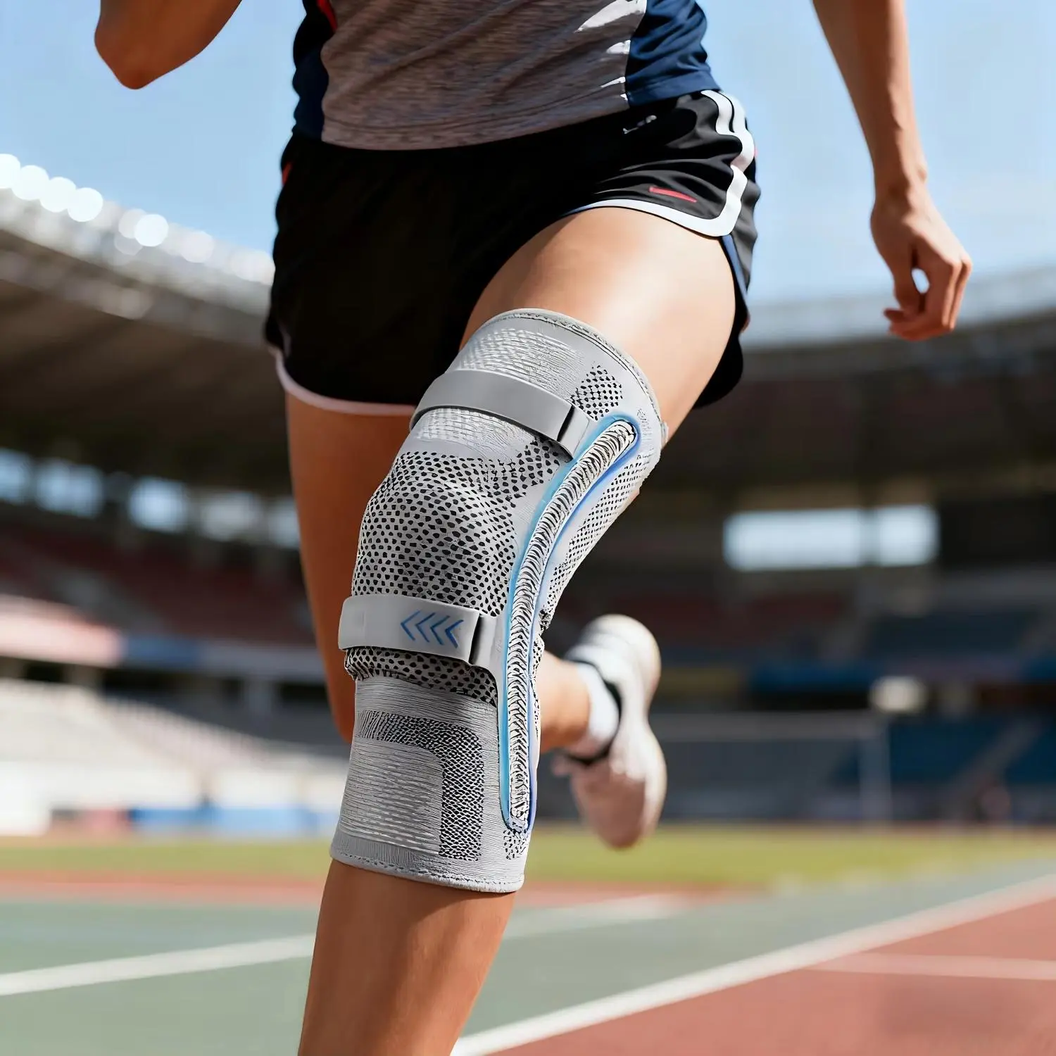Sports nylon knee brace adjustable breathable compression support suitable for running training and exercise