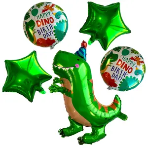 Green Dinosaur Birthday Balloon Set – Foil Party Decor (5-Piece Set)
