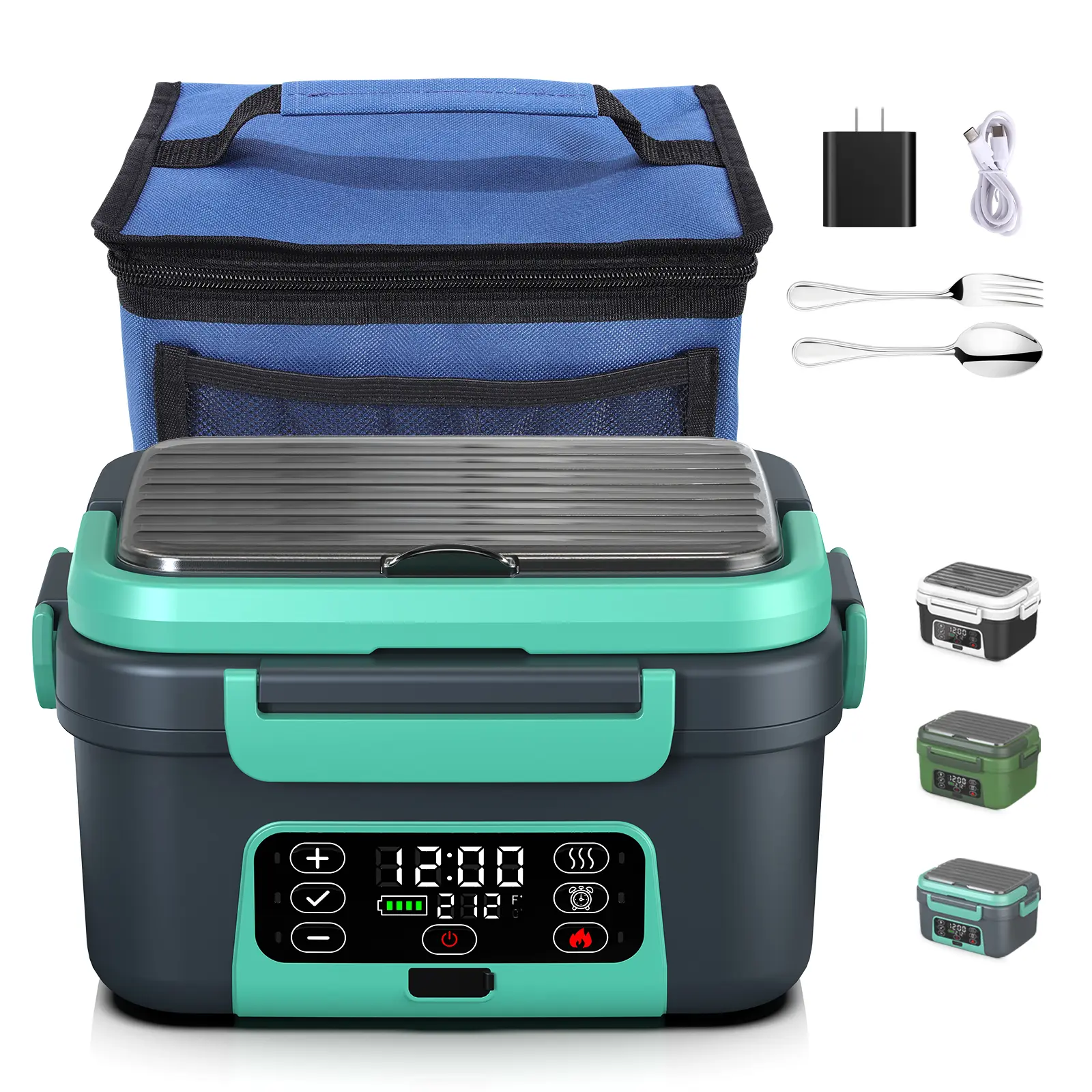 Leakproof Food-Safe Cordless Electric Stainless Steel Lunch Box - 20000mAh Self-Heating, 1.5L, Cordless Convenience, Removable Divider, Insulated Bag, Tableware & Utensils, Portable Reusable Snack Box Container for Work, Travel