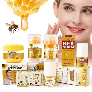 ROZINO 5-Piece Bee Skin Care Gift Set - Firming & Lifting Balm for Face, Neck, Eye & Lip, Anti-Aging Repair Stick for Tech Neck & Fine Lines, Intensive Moisturizing Beauty Products for Youth, Women's Gift, All Skin Types, Foam Compact