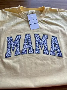 MAMA Embroidered Appliqué Shirt Floral Patchwork Mama Tee Mother’s Day Gift Cute Mom Shirt Spring & Summer Mama Outfit Soft Comfortable Everyday Fit