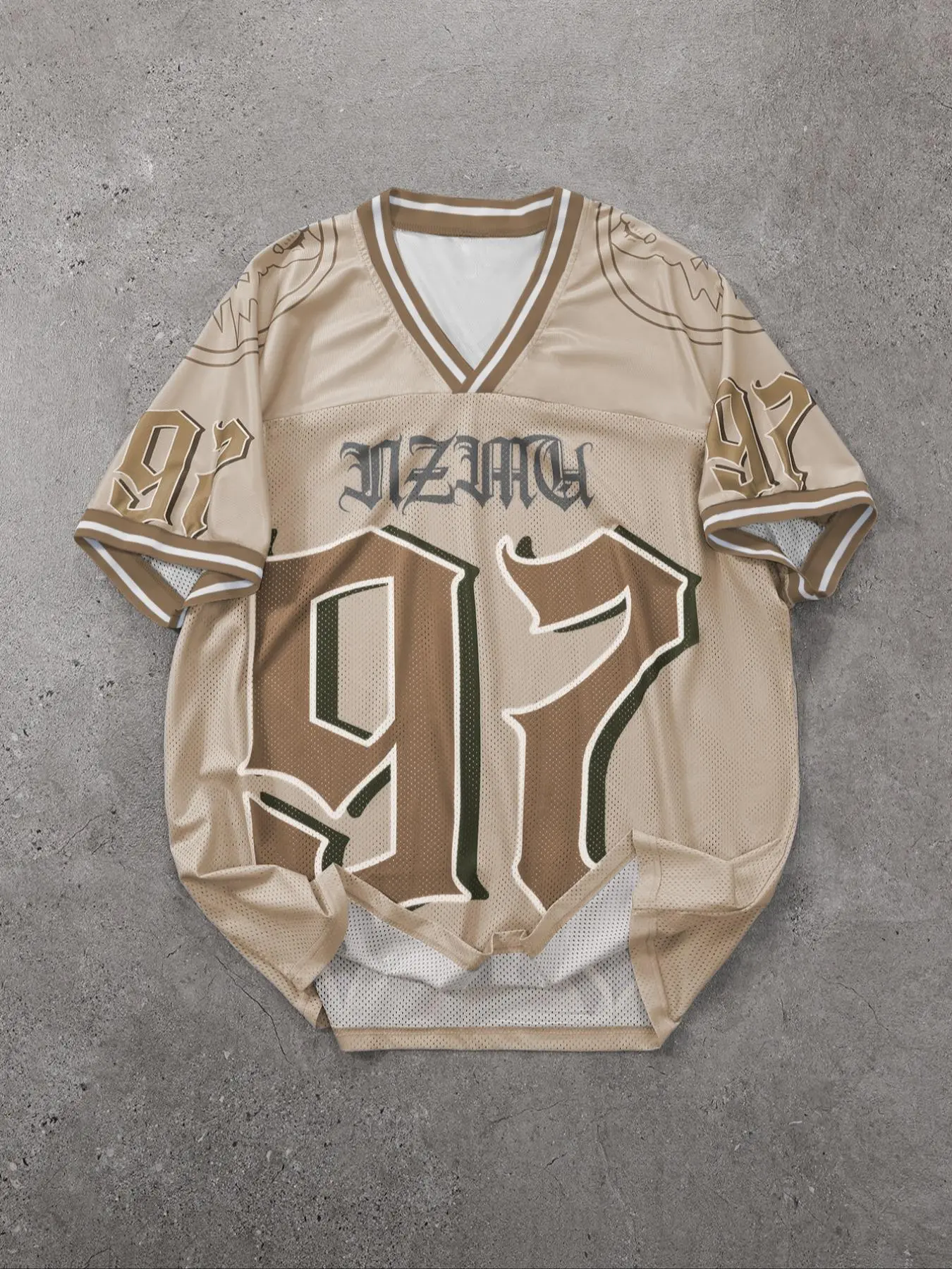 Men's Regular Fit 97 Print V Neck Short Sleeve Football Jersey, Casual Sports Jersey, Casual Breathable Comfortable T-shirt for Daily Wear, Men's Top for Summer Jersey Tee, Jersey Shirts, Breathable Athletic Top, Sports Clothing, Casual Sporty Top