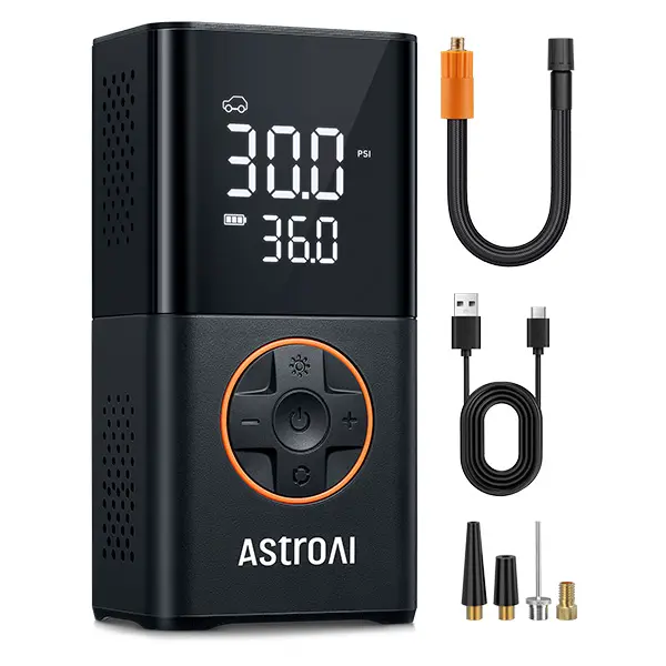 AstroAI L7 Tire Inflator Portable Air Compressor,150 PSI Cordless Mini Air Bike Auto Shut-Off Pump with Digital Display Pressure Gauge, Fast Inflation & LED Light for Car Tires,Motorcycles,Bikes,Balls