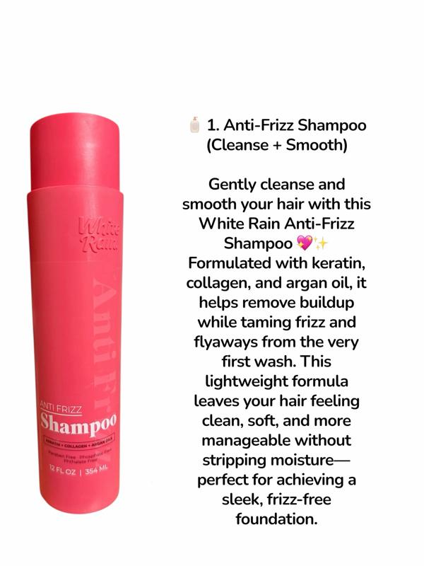 3-pc volumizing/frizz white rain shampoo,conditioner, and leave-in Set for Haircare