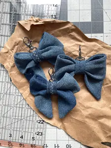 🗝️️ Denim Bow Keychain - Blue