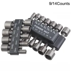 Strong Sleeve Wrench Hexagonal Handle Screw Sleeve Pneumatic Bits, Hex Power Nut Driver Drill Bit Set, Power Tool Accessories for Electric Tool Drive Sockets, Screwdriver Socket Combination