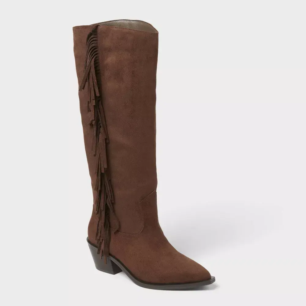 Women’s Patsy Tall Fringe Western Boots with Memory Foam Insole – Universal