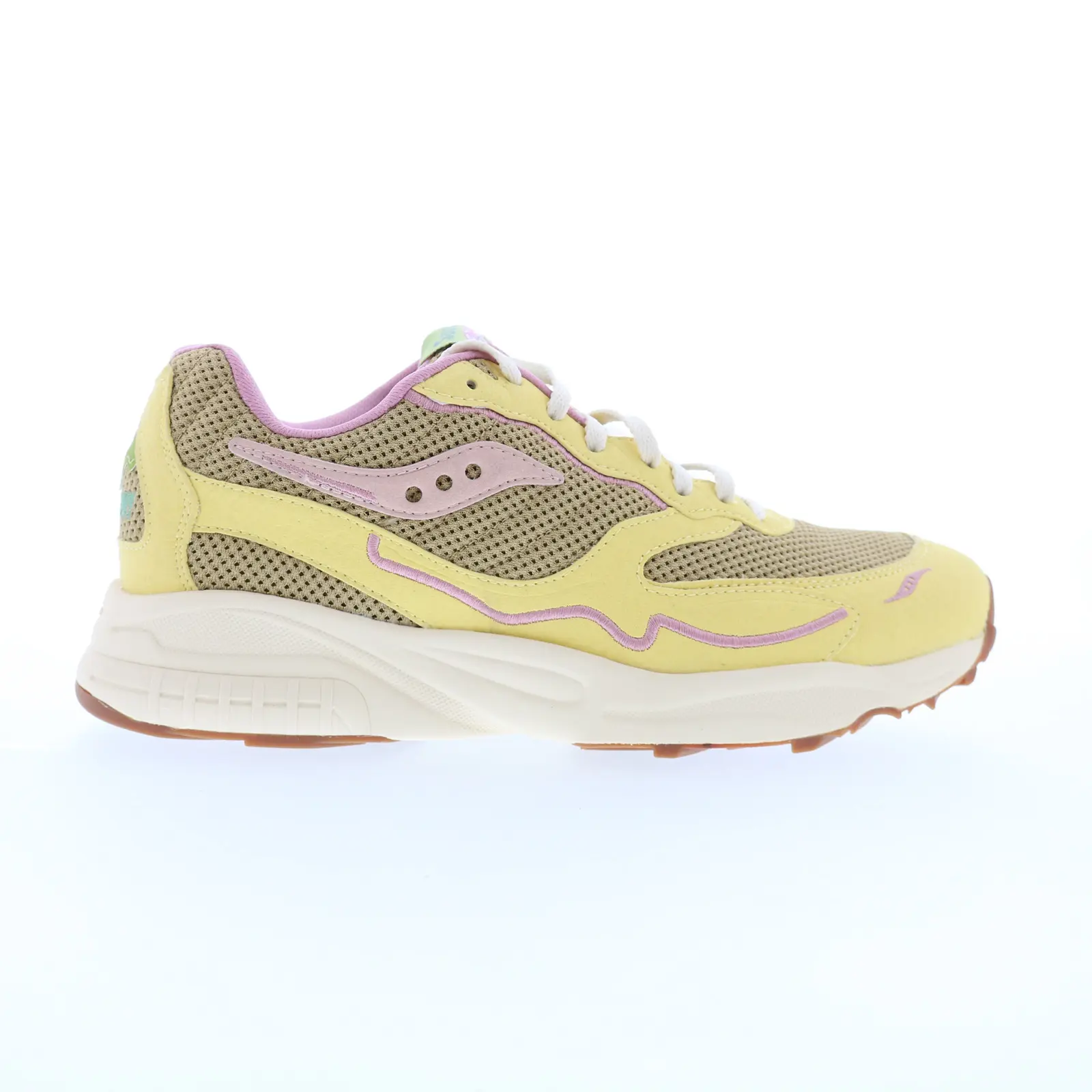 Saucony 3D Grid Hurricane S70747-1 Mens Yellow Suede Lifestyle Sneakers Shoes