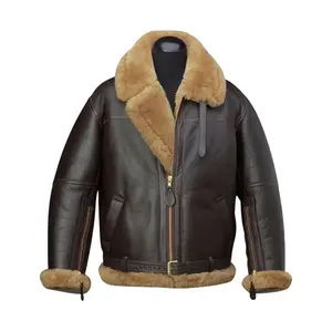 Mens Aviator Raf B3 Top Quality Leather Bomber Flying Jacket by Hide Crafts