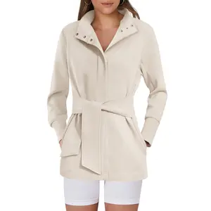 ANRABESS Women's Jacket Belted Long Sleeve Wrap Trench Coat 2025 Fall Winter Casual Dressy Travel Outerwear with Pockets