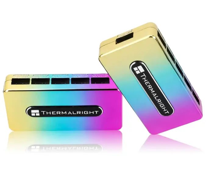 Thermalright 5V ARGB & PWM Fan Hub Controller Rev. A, 10-port, 3-pin RGB/4-pin fan splitter, multicolor, cyberpunk metallic case