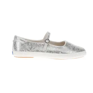 Keds Womens Distressed Metallic Mary Jane Flats Casual - Silver