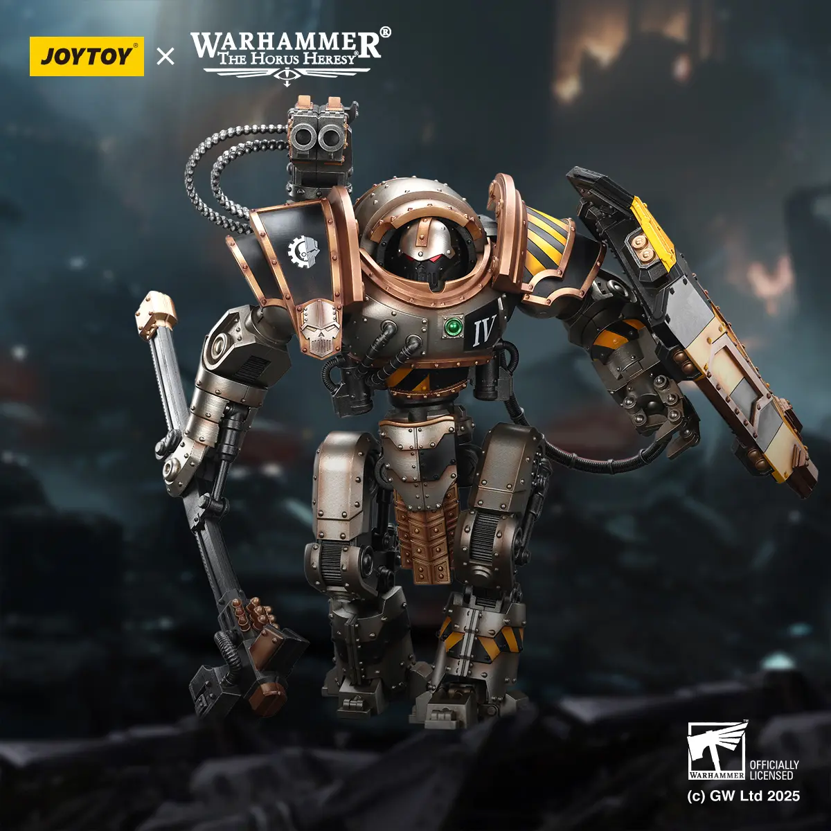 JOYTOY Warhammer Action Figures 1/18 Iron Warriors Iron Circle Domitar-Ferrum Class Battle-automata  with Karceri Battle Shield