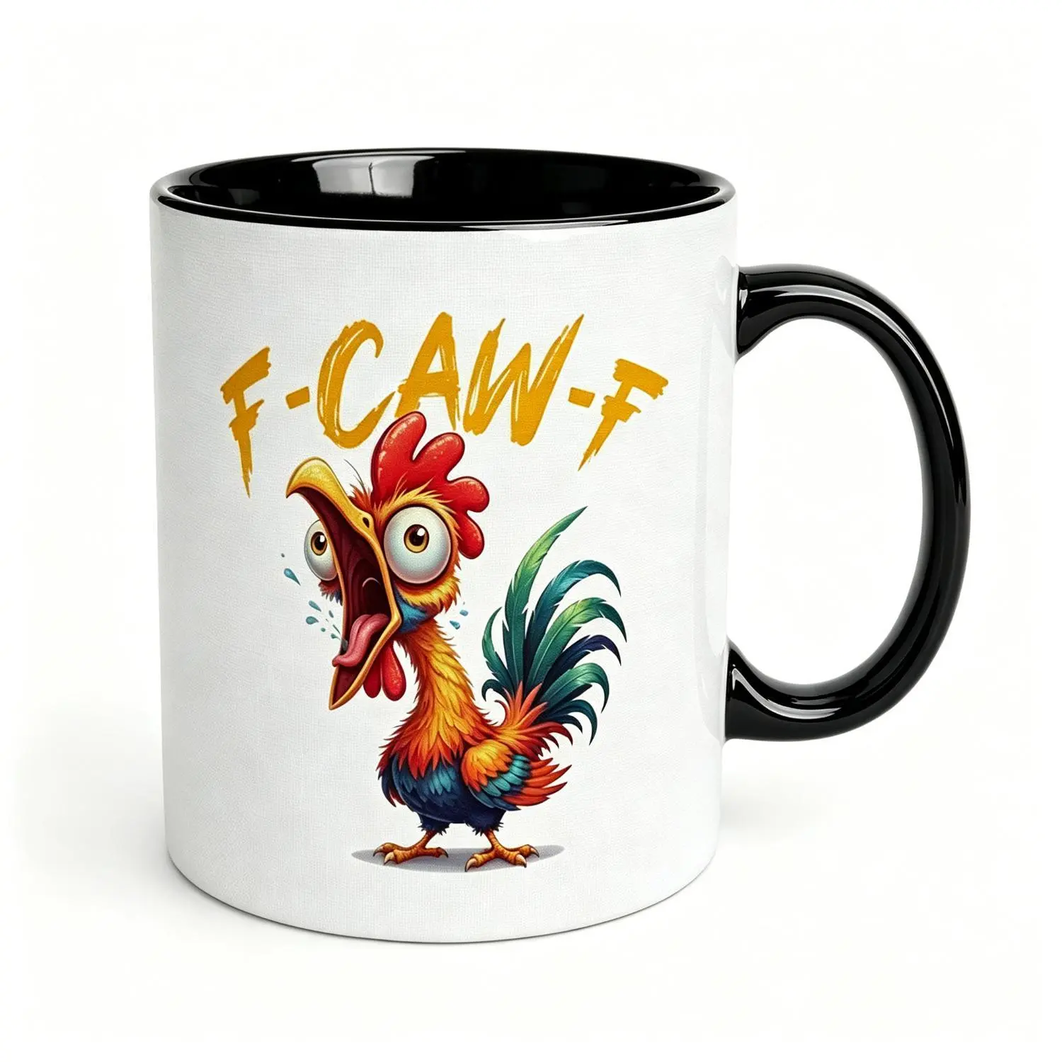 Funny Chicken Coffee Mug Novelty Clucking Rooster Design White Elephant Gift Hilarious Humor 11oz Ceramic Mug Gift for Adults Friends Coworkers Office