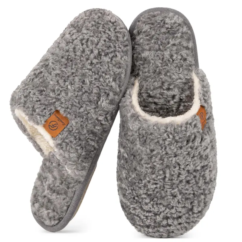EverFoams Women's Fuzzy Slippers, Plush Cozy Memory Foam House Shoes, Warm Lightweight Indoor Slip-On Shoes with Non-Slip Sole