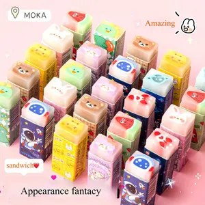 8/16/24pcs Colorful Cartoon Jelly Erasers, Cube Shape No-Trace Shreddable Erasers, Fruit Flower Animal Patterns, Perfect Gift for Students, Study Tool